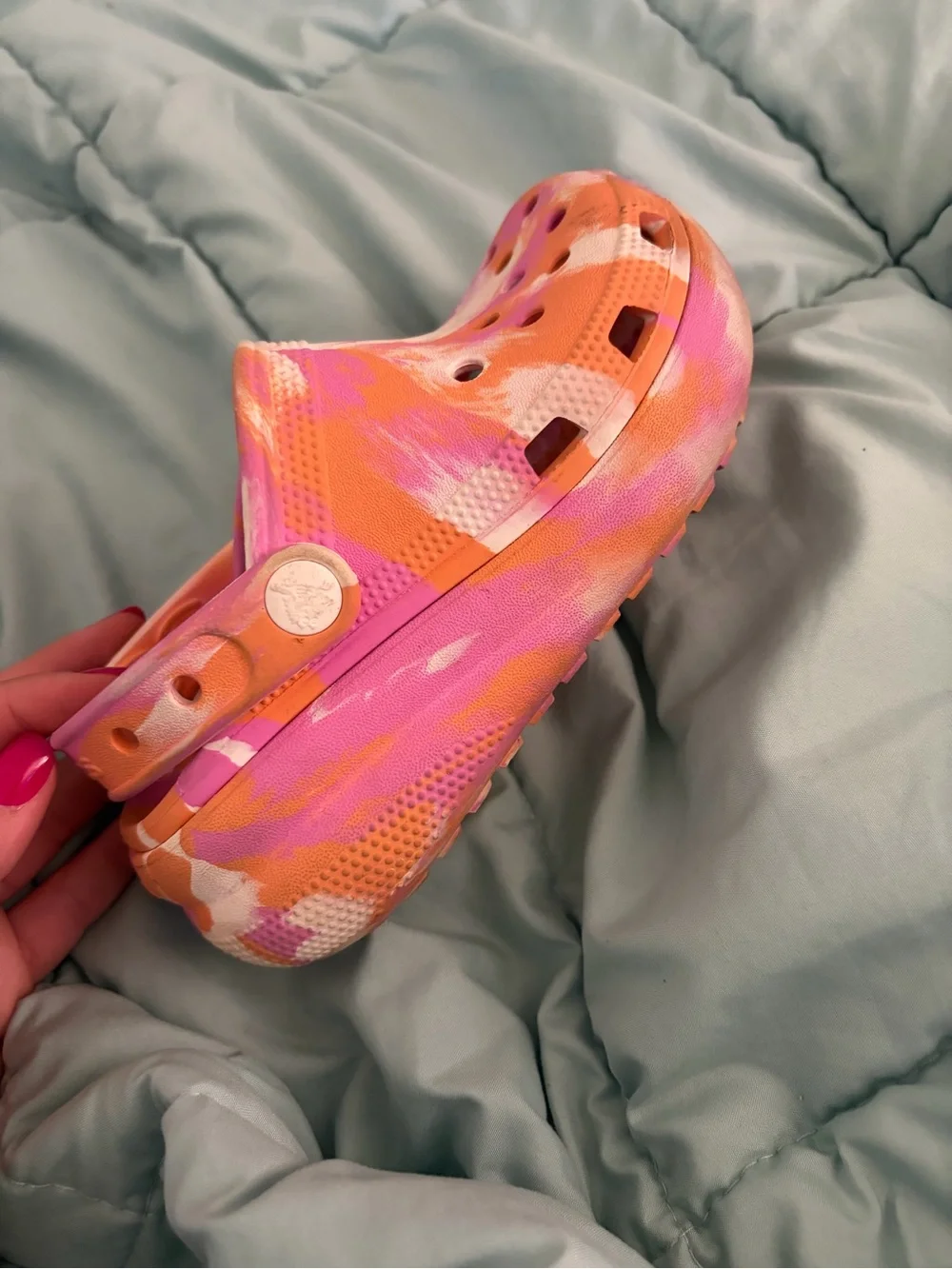 Kids' Tie-Dye Pink & Orange Slip-On platform crocs